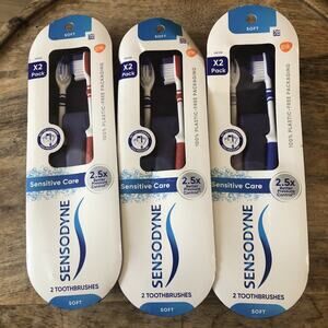 (3) Sensodyne Sensitive Care Soft Toothbrush 2 Ct Each = 6 total